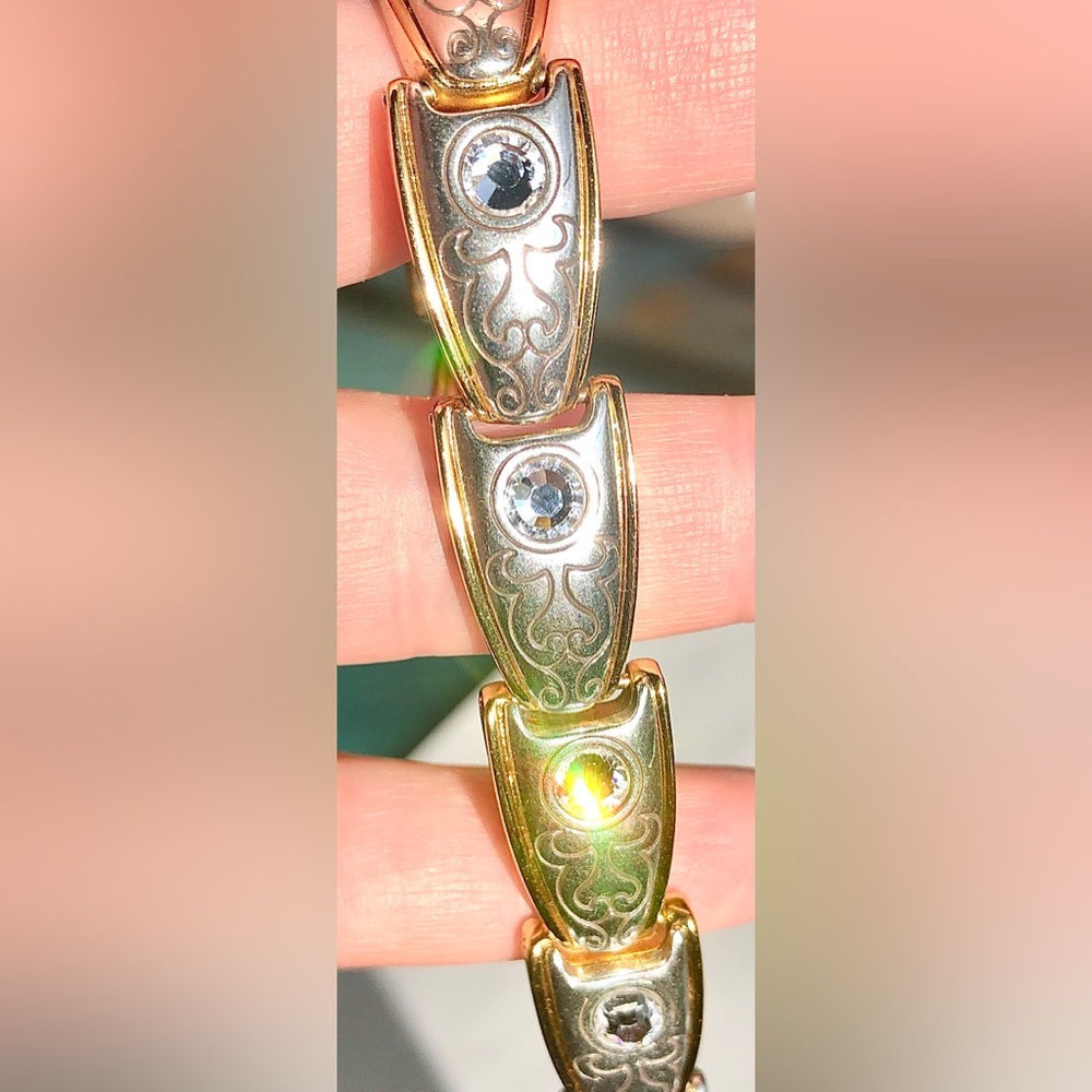 Vintage Brighton Retired Silver/Gold Crystal Bracelet